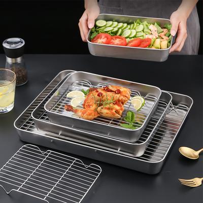 Stainless Steel Baking Sheet, Baking Tray With Rack, 1.96 Deep Edge, Rolling Edge Design, Smooth Cookie Sheet Oven Pan For Biscuits, Vegetables, Bacon