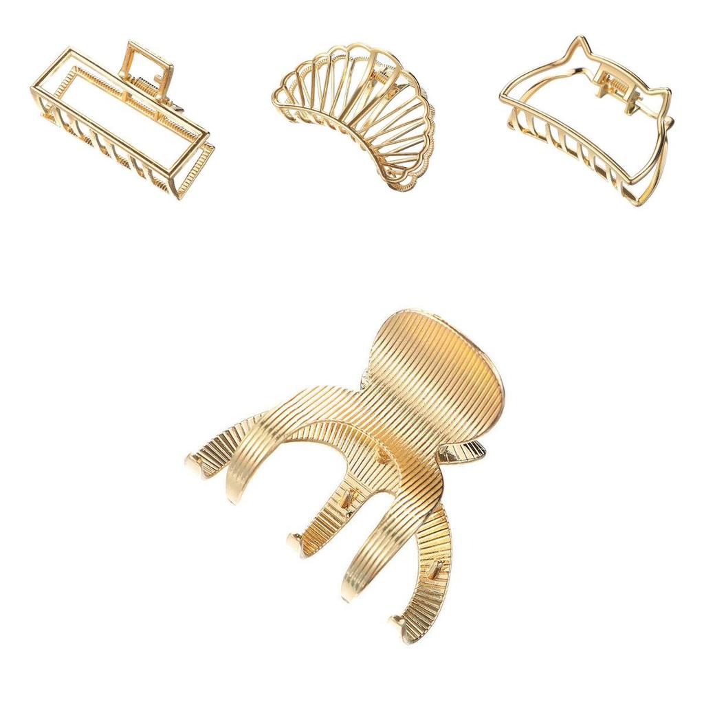 Fashionable Gold Metal Hair Claw Clips Chic Headwear For Daily And Special Events