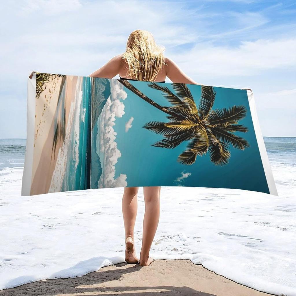1PC Beach Towel Coconut Tree for Family Friends Gifts Towel Quick-Dry Beach Towel For Yoga Tourism Beach GYM Camping Swimming