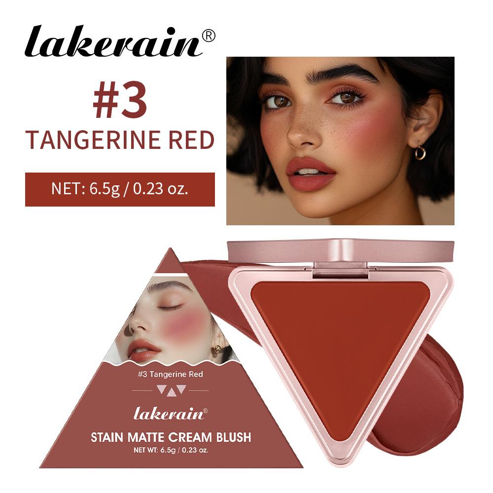 Triangle Cream Blush Cream Blush Cream Fresh Natural Nude Makeup Waterproof Blush Cream Matt Satin Long-lasting Rouge, Pink and Sexy Blush Cream