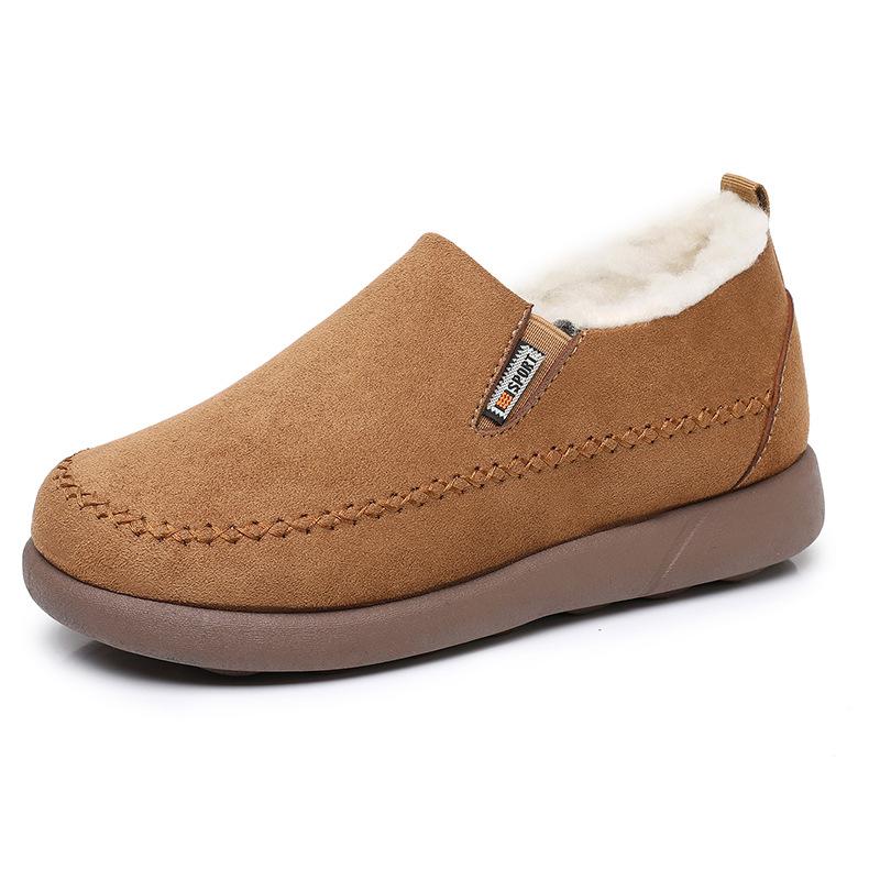 Non-Slip Moccasin Shoes for Women Snow Boots Warm Winter Warm Short Boots Women's Outdoor Fur Lined Faux Suede Fuzzy Fleece Lining Walking Shoes