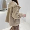 Imitation Lamb Wool Hooded Coat For Women Fall Winter Coat Button New Korean Style Small Loose Slimming And All-Matching Top