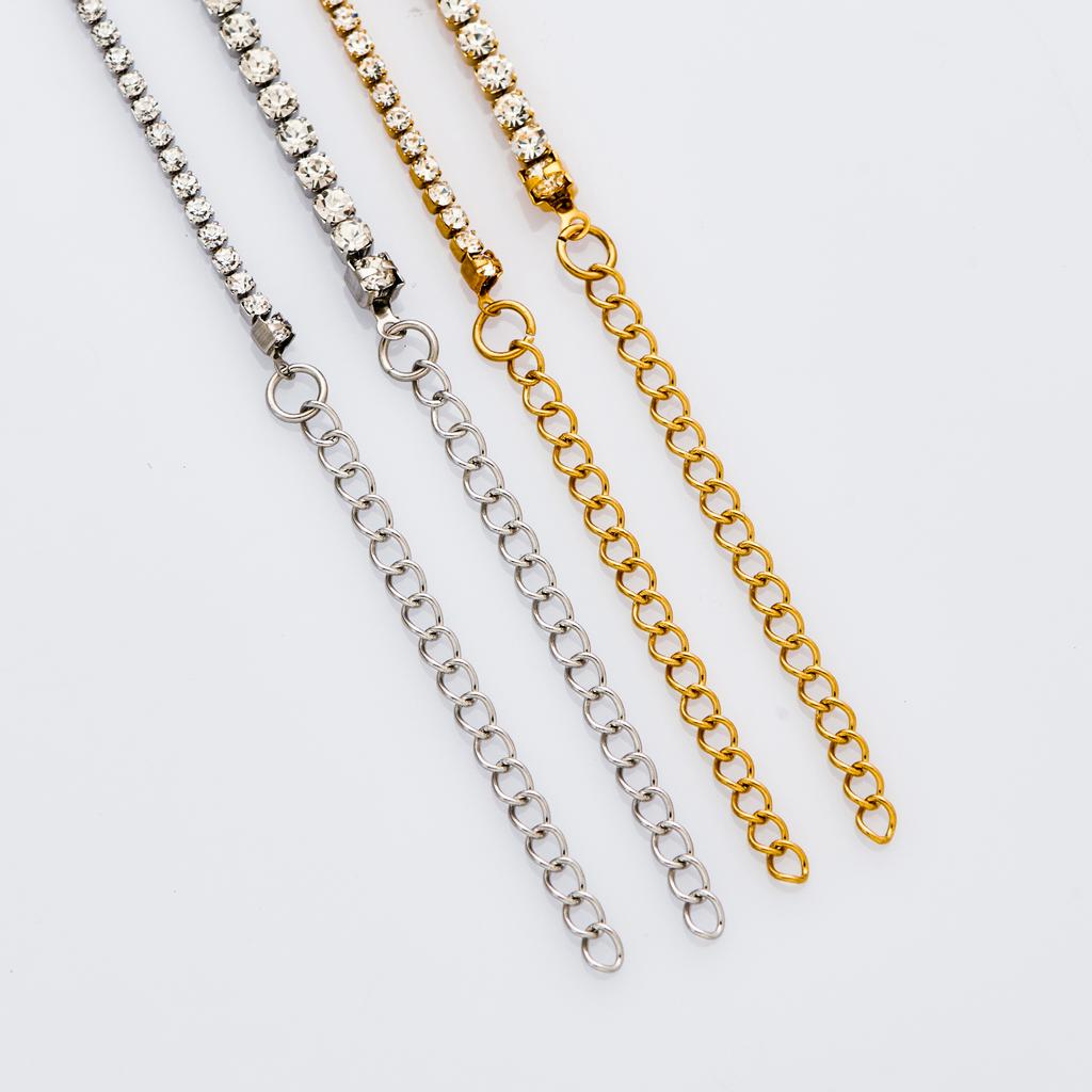 2/3/mm Width Stainless Steel Zircon Chain Bracelet Chain Gold/Silver color For Women Jewelry Wholesales