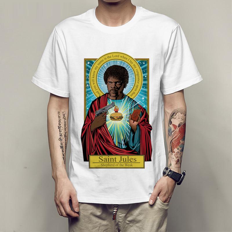 New Fashion Brand Pulp Fiction T Shirt Saint Jules Print T Shirt Summer Short Sleeve Shirts Tops Catholicism Tees Tshirt Tees
