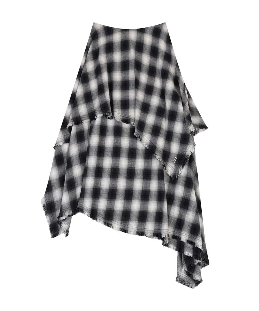 ORDINARY HOLIDAY Asymmetric Flare Skirt [Check]