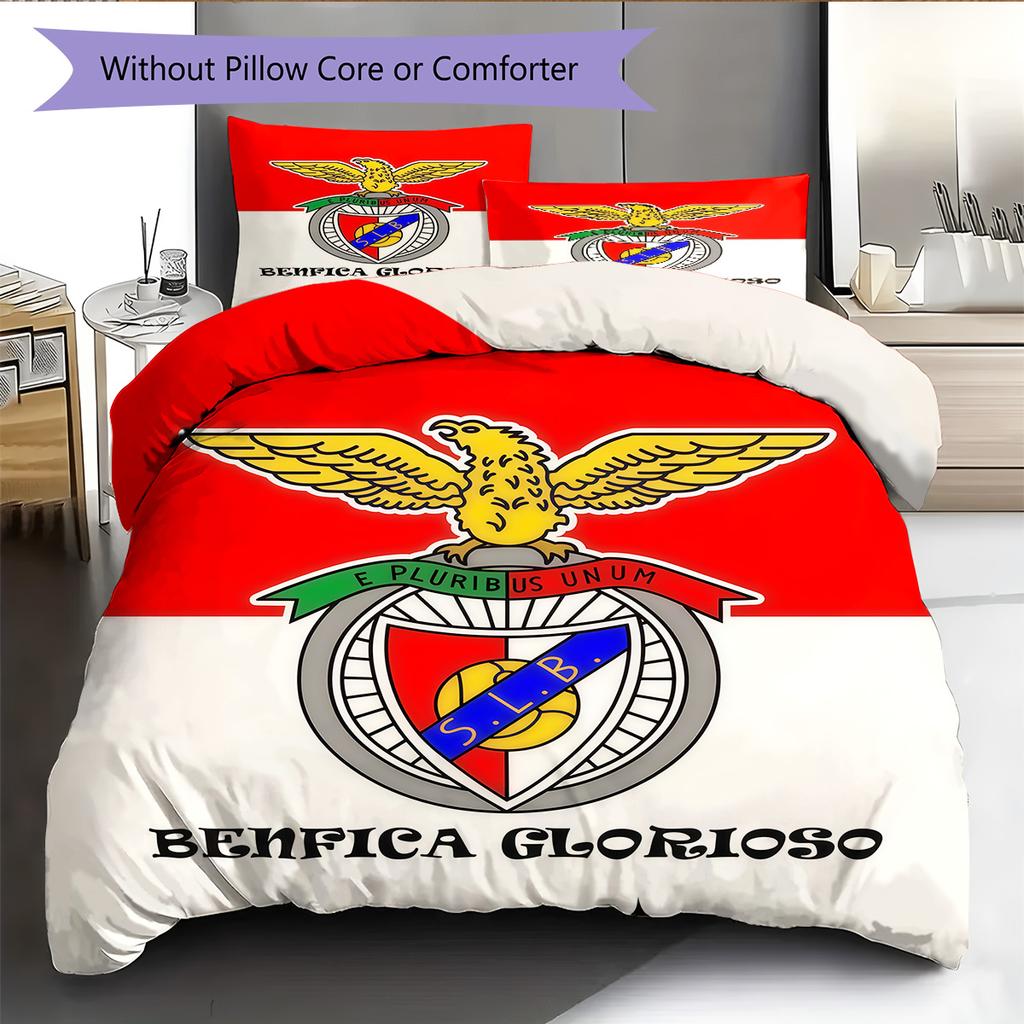 S.L. Set Copripiumino Trapuntato con Logo Benfica Federa Decorazione per la Casa Regalo di Compleanno (1 * copripiumino + 2 * federa, senza nucleo)