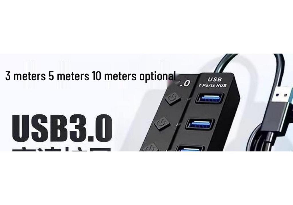 Seven-Port USB Hub with Switch for Desktop and Laptop Expansion