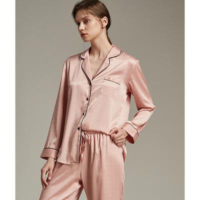 Lapel Sleep Suit Sleepwear Long Sleeves Pajama Sets Nightwear Shirt Pant Ice Silk Lapel Homewear 2Pcs Loose Home Clothes