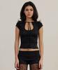 Iwaiial Script Logo Tie Short Sleeve Top - Black