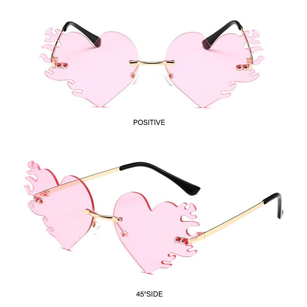 UV400 Protection Flame Love Sun Glasses Rimless Party Favor Eyewear  for Women & Men