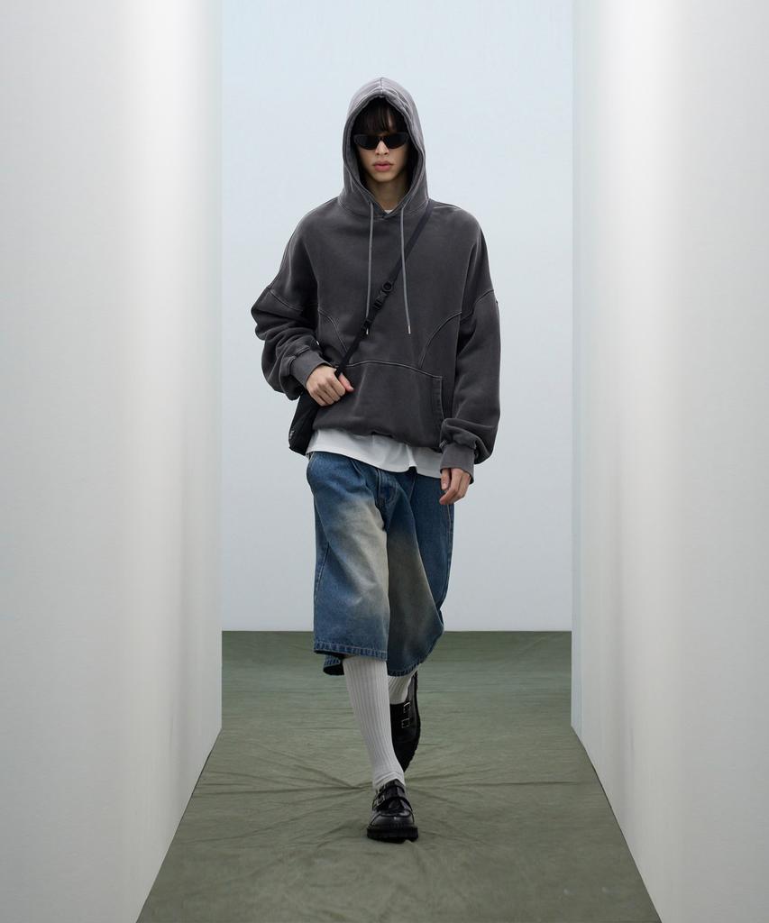 STANDARDERROR 87-Stan174 Heavy Washed Bermuda Denim Pants Deep Blue