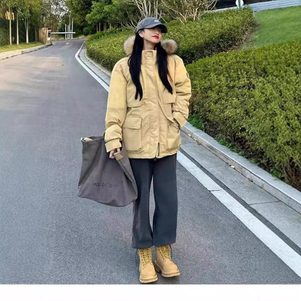 Down jacket women's medium and long models, new winter thickened pie to overcome couple tooling jacket jacket men's outdoor