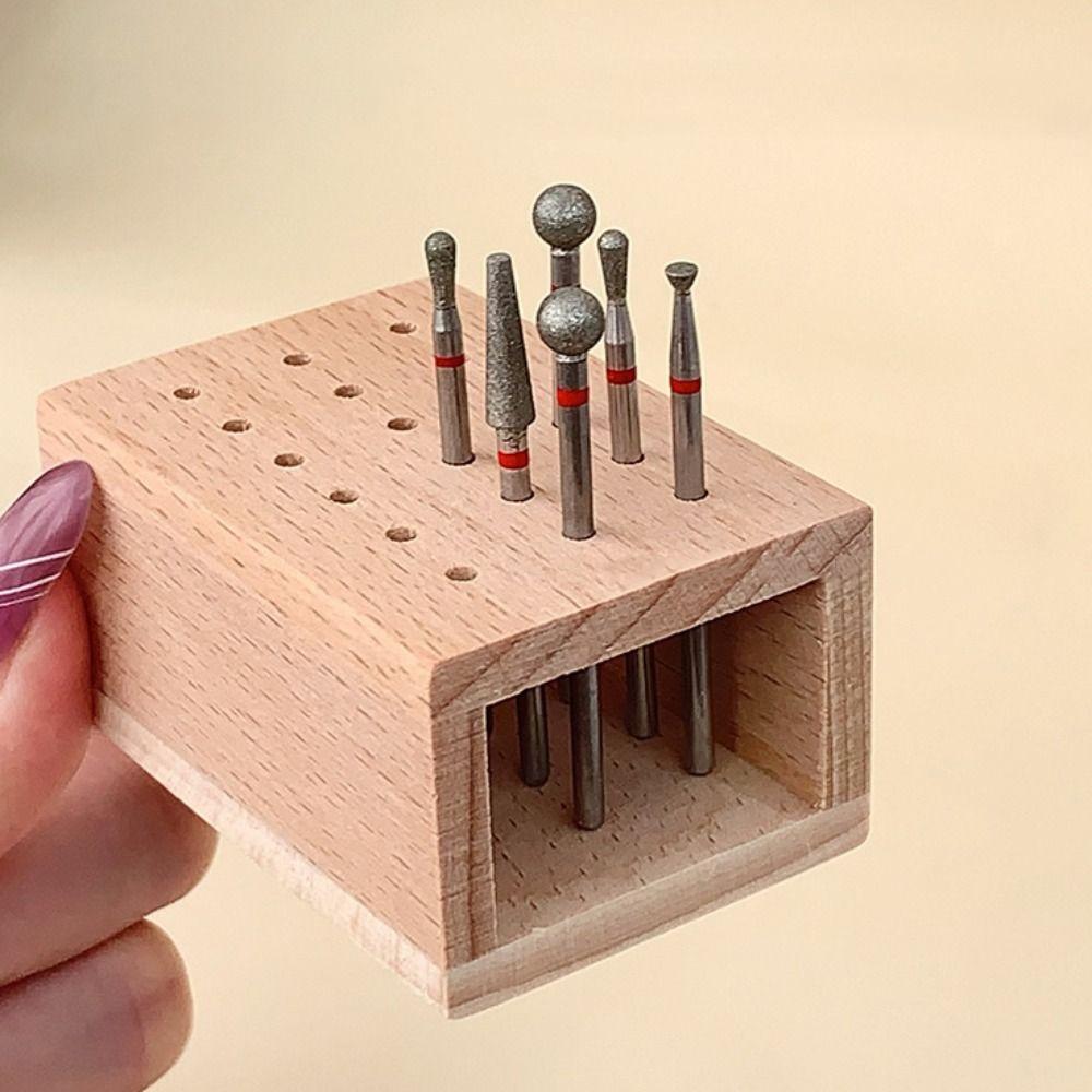 18 Holes Nail Grind Head Organizer Nail Tool Storage Box Manicure Tool Storage
