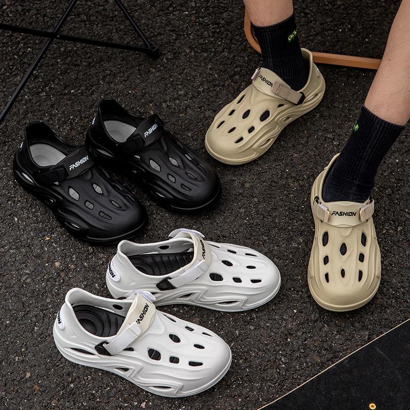 Men's Hole Shoes Summer Tide Simple Outdoor Beach Non-slip Sports Bag Head Cool Slippers Beach Shoes Driving