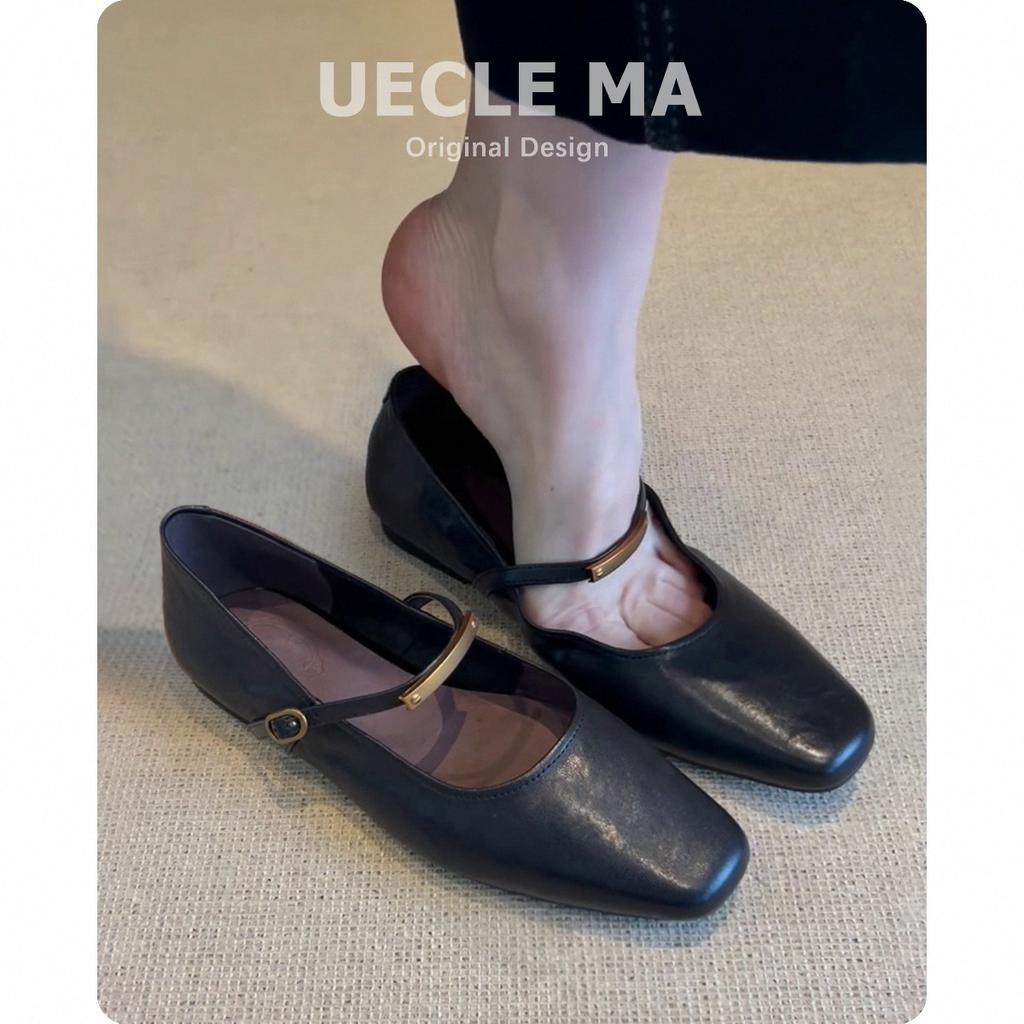Cowhide~ Super soft leather shoes French flat-soled single shoes women's head retro low-heeled burgundy Mary Jane shoes