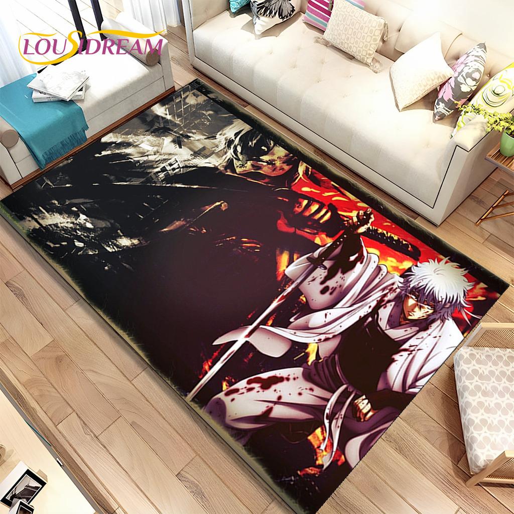 3D Gintoki Kagura Gintama Anime Area Rug,Carpet Rug for Living Room Bedroom Sofa Doormat Decoration, Kid Play Non-slip Floor Mat