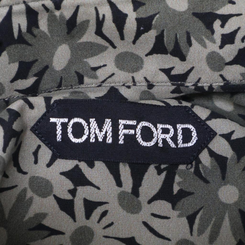 TOM FORD 3FT941 94Y1DP Flower print shirt tops 39 Black Grey Khaki FlowerUsed
