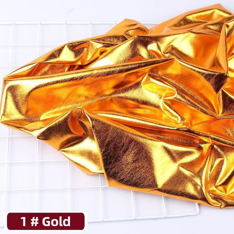 Elastic Golden Reflective Fabric By The Meter for Stage Clothes Hats Decoration Sewing Plain Bronzing Cloth Smooth Skin-friendly