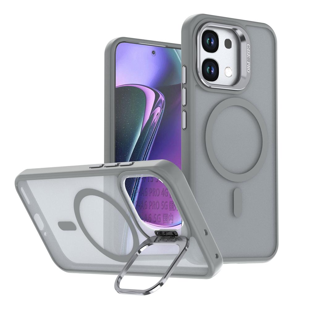 KEYSION Lens Stand Magnetic Phone Case for MagSafe for OPPO A6 Pro 5G Matte Translucent Shockproof Back Cover for OPPO A6 Pro