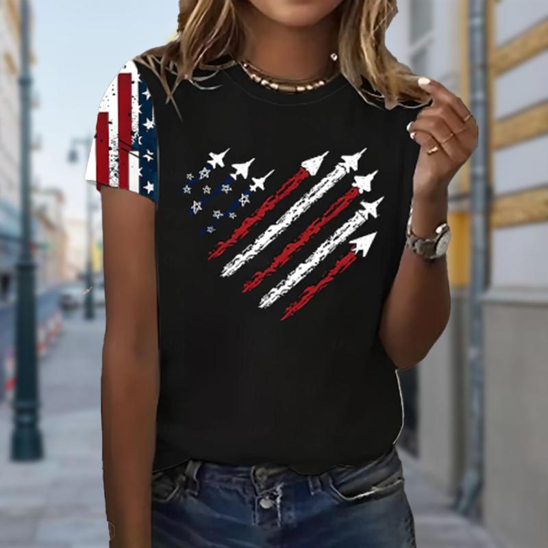 Maglietta Estiva da Donna Versatile Moda Retrò Maniche Corte T-shirt Casual Stampate Top