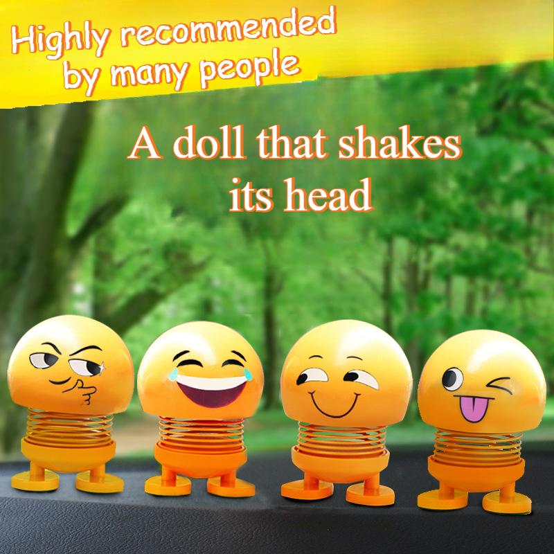 1 Stück Federn Lächelndes Gesicht Verschiedene Lustige Ausdruck Puppen Mit Auto Interessantes Schütteln Gelb Lustig Innendekoration Zubehör