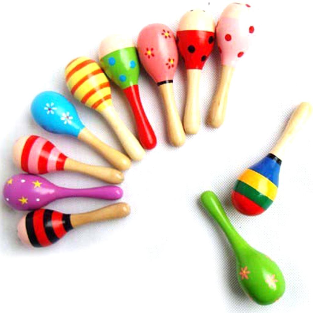 Small Maraca Cartoon Mini Wooden Percussion Maraca 0 To 3 Years Old Toddler Toy for Grasping Exercise