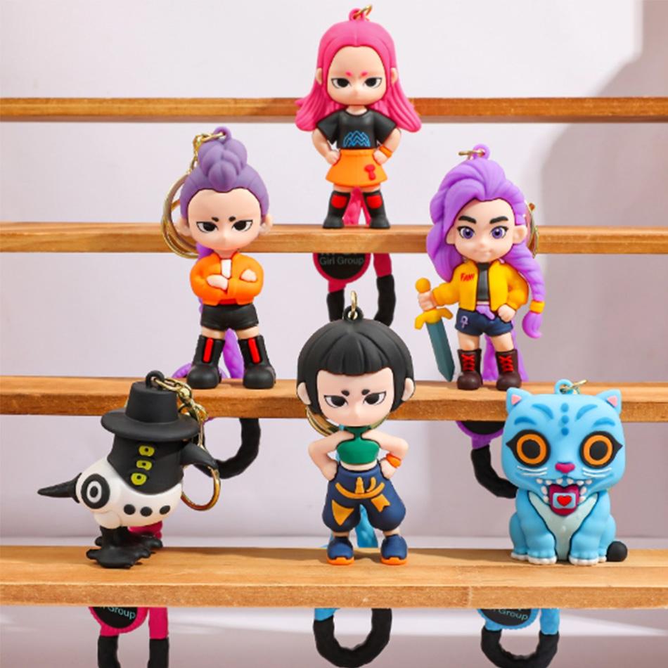 3D-gedruckte Dämonenjägerinnen Derpy Schlüsselanhänger Niedlicher Tiger Action Modell Spielzeug Kpop Anime Filmsammlung Geschenke für Mädchen