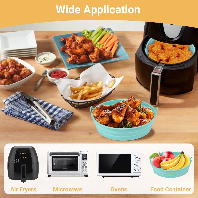 Round Collapsible Baking Sheet Air Fryer Silicone Pot Thick Reusable Silicone Square Air Fryer Liner Baking Tray Baking Utensils