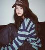 Yansisi Striped Fluffy V-Neck Knit Sweatshirt - Green