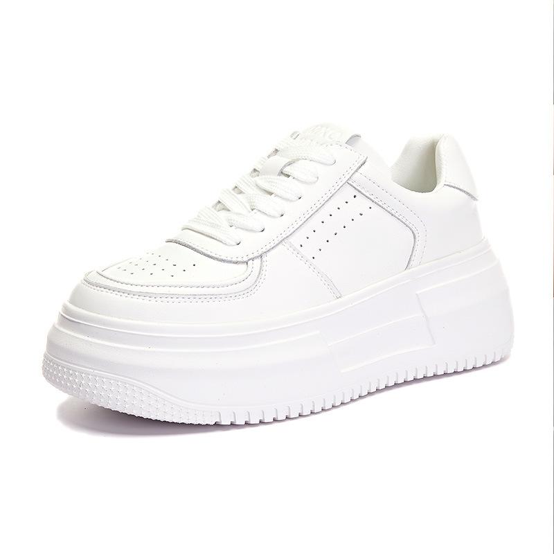 Leather women's board shoes flat single shoes casual sports shoes ins style muffin heightening shoes casual versatile