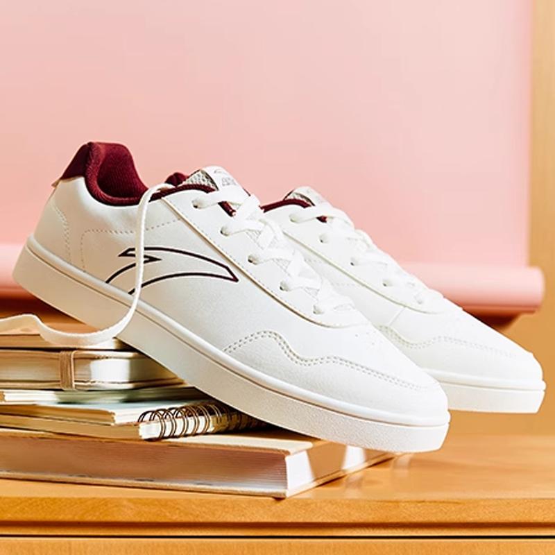 New Anta Life Collection Waterproof, Lightweight, And Breathable Low Top Skateboard Shoes Women's White Red 922538041-3