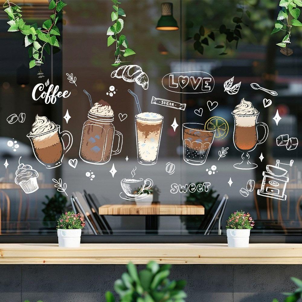 Cartoon Ice Cream Static Window Sticker Multicolor Glass Door Decals Cafe Bread Shop
