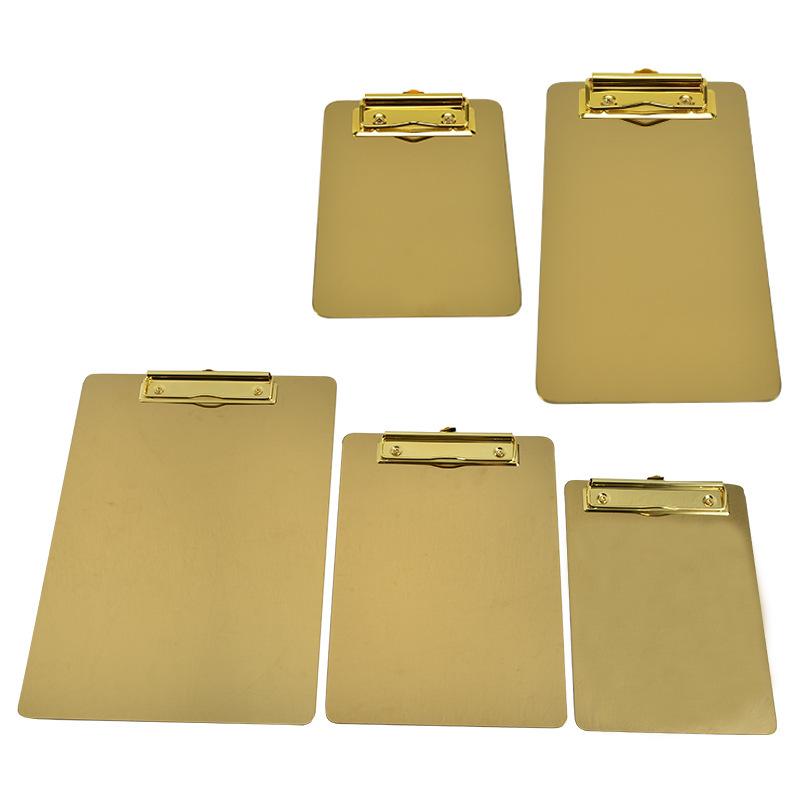 Nordic Gold Stainless Steel File Clip Menu Document Folder Writing Board