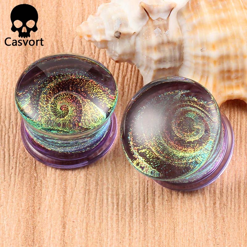 Casvort 2PCS New Glass Ear Body Jewelry Earrings Expanders Piercing Plugs Strechers Ear Gauges Gift For Women Men Gift