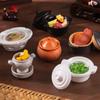 1 Piece Dollhouse Decoration DIY Accessories Mini Clay Pot Plate Food Model Doll House Miniature Kitchen Items