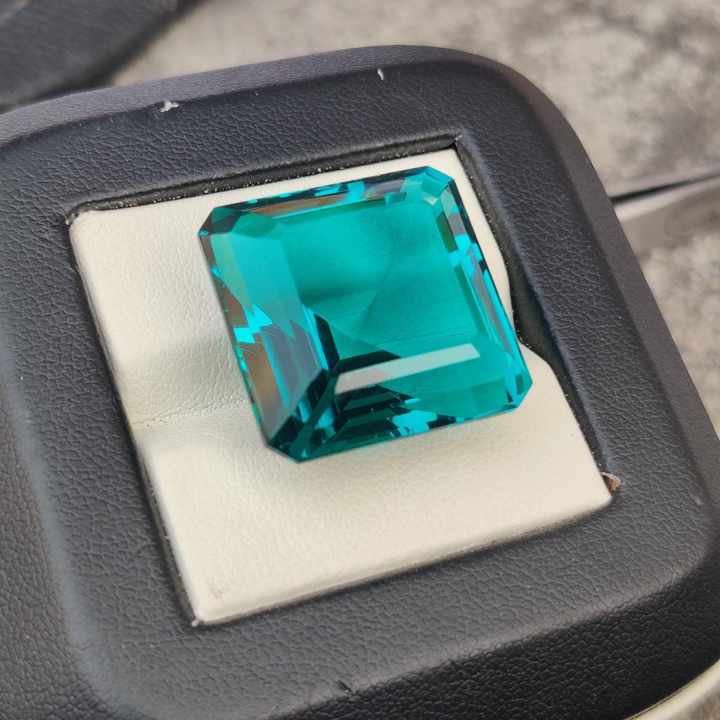 Square Cut Glass Stone: Faceted Loose Gemstone, 43 Carat, 21 MM Size Stone.