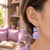 Pumpkin Basket Earrings 1 Pair Acrylic Halloween Earrings, Cute Pink Ghost Dangle Drop Holiday Costume Jewelry for Women Pendant
