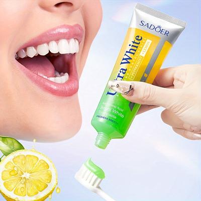 Citroen Munt Whitening Tandpasta Reiniging Tanden, Pepermunt en Citroen Verhelderende Tanden Tandpasta Frisse Adem 100g