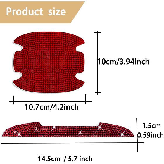8Pcs Bling Rhinestone Car Door Handle Stickers Protector, Trim Auto Door Entry Guard Bling Stickers Car Accessories For Women And Men, Universal Car