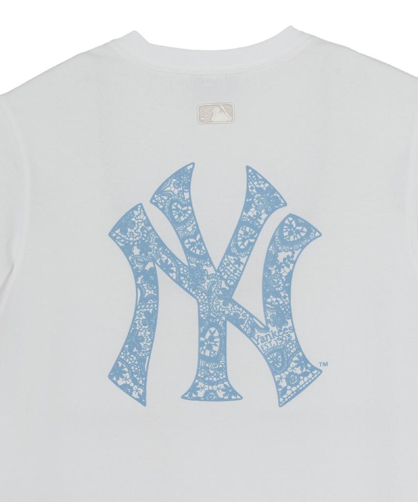 Emelbi Basic Lace Mega Logo Oversized Short Sleeve T-Shirt Ny (White)