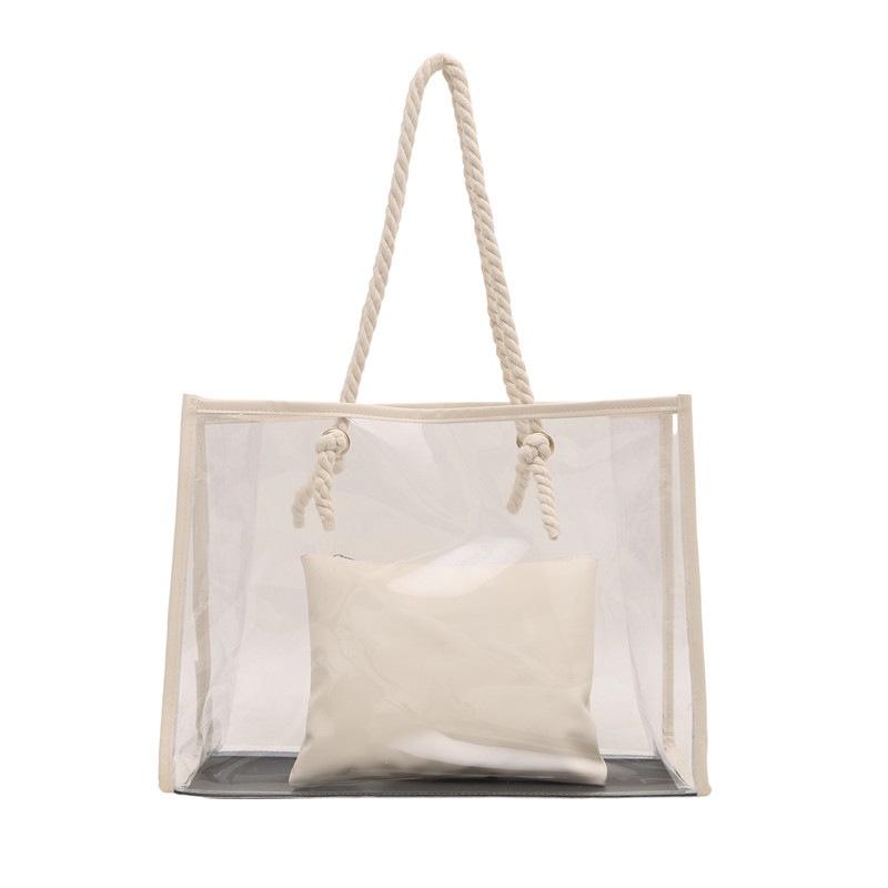Summer Shoulder Bag Mother and Child Bag Women's 2025 New Trendy Simple Large-capacity Transparent Splicing Portable Tote Bag