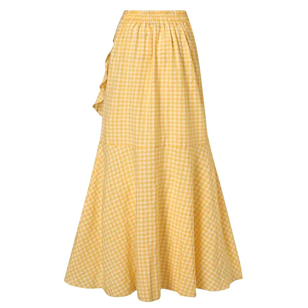 Spódnica damska z wysokim stanem, spódnica z falbanką na dole, spódnica syrenka z tyłu, elastyczna talia, sukienka na bal