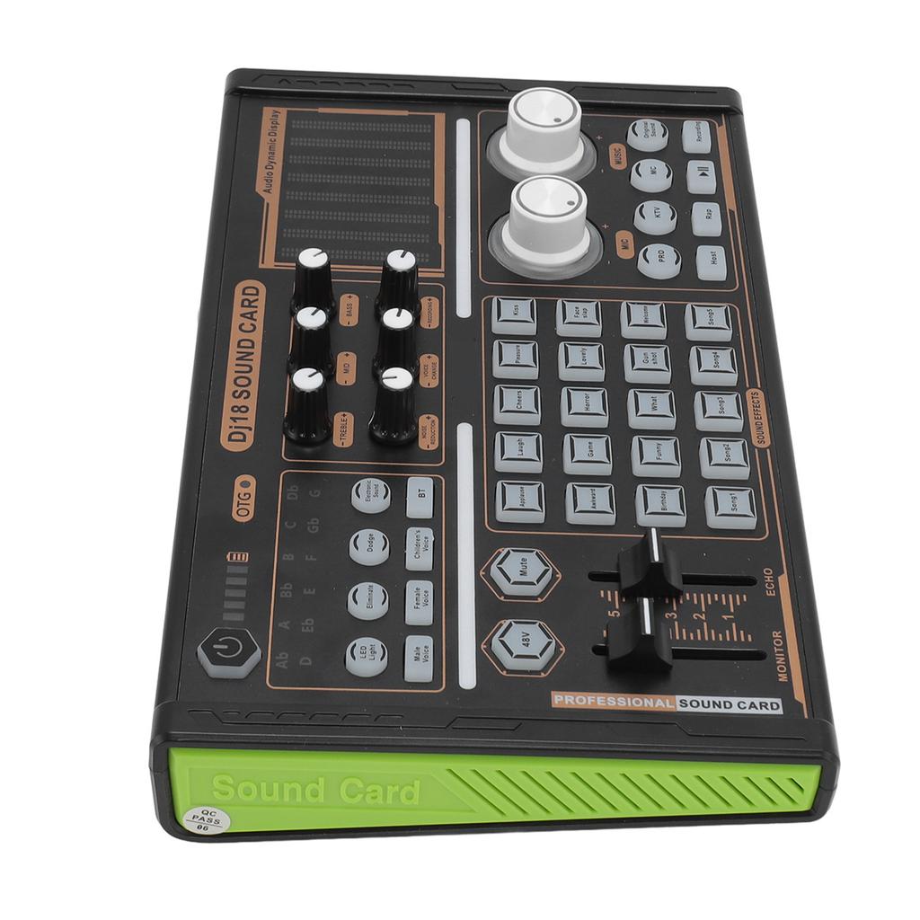 Sound Mixer Multi Sound Effects Noise Reduction Colorful Lights DJ18 Bluetooth Live Sound Card for 4