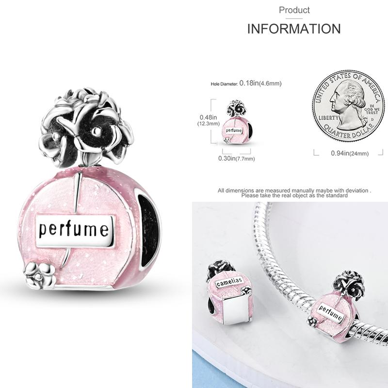 Charms Plata De Ley 925 copper Original Devil's Eye Perfume Bottle Bow Silicone Spacer Beads Women Bracelet DIY Zircon Pendants