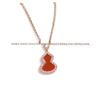 18K Gold Plated Linjia Gourd Necklace with Red Agate & White Mother-of-Pearl Pendant for Women