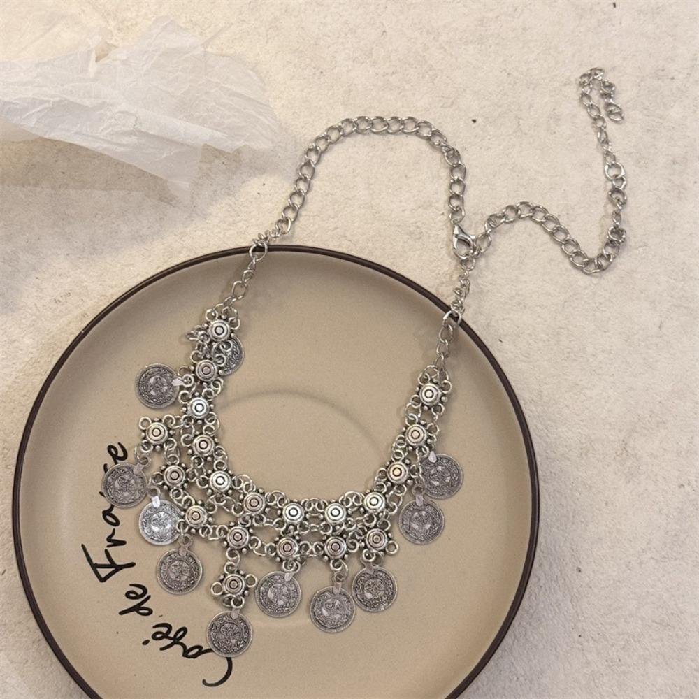 Bohemian Style Coin Necklace Versatile Ethnic Charms Necklace Statement Necklace For Women