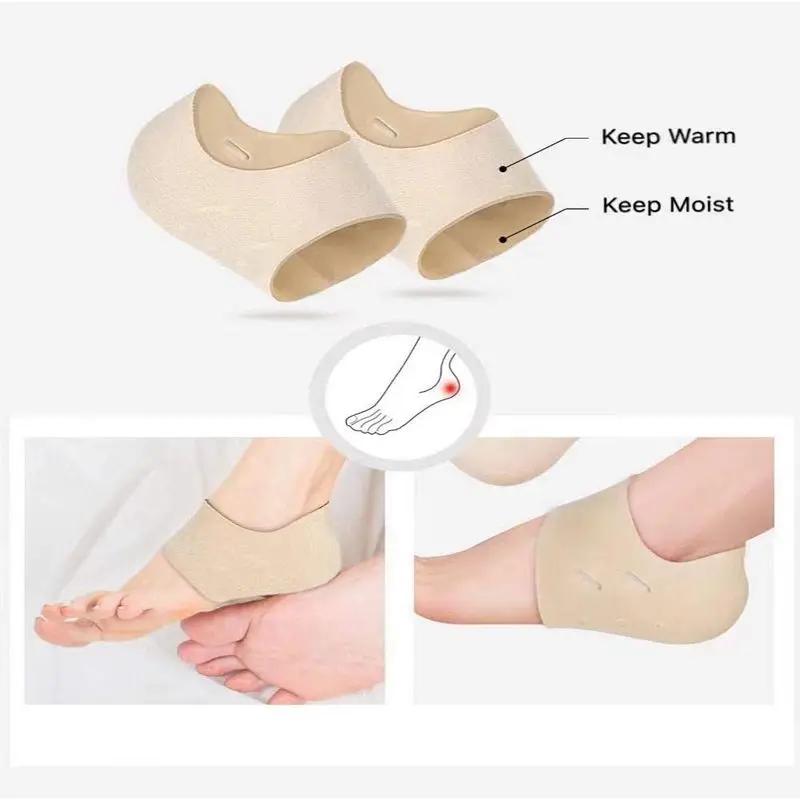 1Pair Silicone Heel Protector Gel Stockings Heel Spur Pads for Plantar Fasciitis Relief Shock Absorbing Insoles for Feet