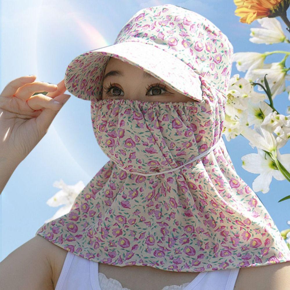 Sun Protection Women Sun Hat Ear Flap Sunscreen Bucket Hat Neck Protective Cover Cap  Summer