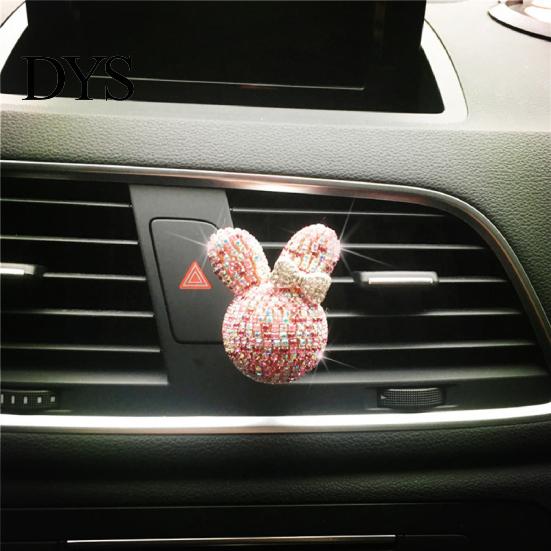 Car Fragrance Air Freshener Holder Bunny Bowknot Shape Shiny Rhinestone Vent Clip Auto Outlet Perfume for