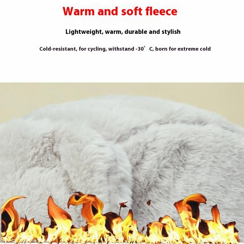 Hat Men's and Women's Full Plush Lei Feng Hat with Fur Collar Cycling Korean Version Fashionable Cold-proof and Warm Northeast Travel Ski Hat